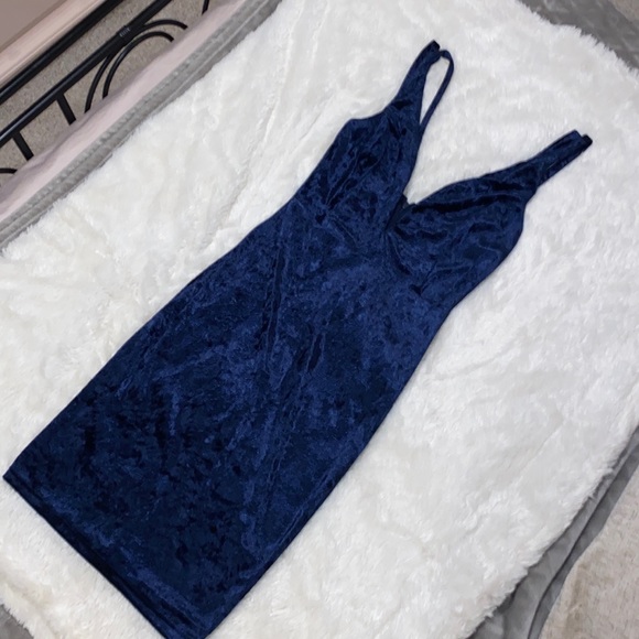 Royal Blue Velvet Dress - Picture 2 of 4